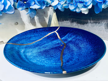 Kintsugi Gold Repair Ocean Deep Blue Bowl Large